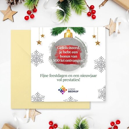 Gepersonaliseerde kraskaart met logo en boodschap - Kerstverrassing