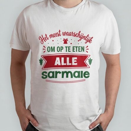 Katoenen T-shirt met gepersonaliseerde tekst - Most likely to eat