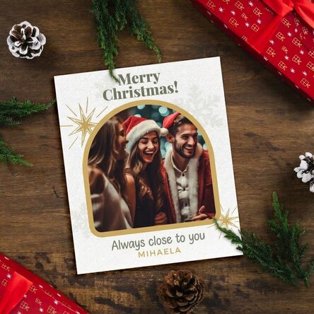 Gepersonaliseerde foto van 10 x 12 cm met tekst en foto - Snowflakes & Stars