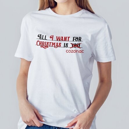 Katoenen T-shirt met gepersonaliseerde tekst - All I want for Christmas
