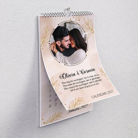 Gepersonaliseerde kalender met foto's en een boodschap - Gold