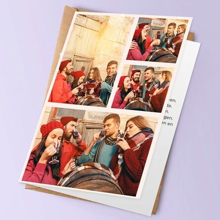 Gepersonaliseerde wenskaart met 4 foto's en tekst - Kerstkrans
