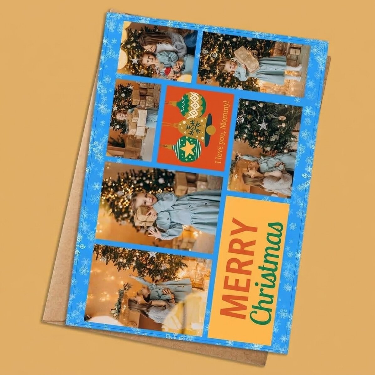 Gepersonaliseerde kaart met 6 foto’s en tekst - Holly Jolly
