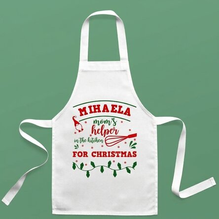 Personalised children's apron with text - Christmas in the kitchen