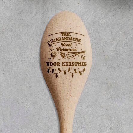 Houten lepel met gepersonaliseerde tekst - Kerst in de keuken