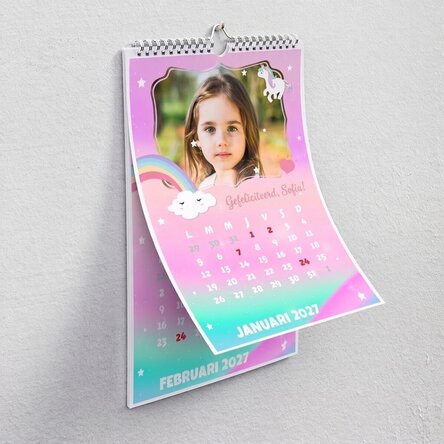 Gepersonaliseerde kalender voor kinderen met foto’s en tekst - Eenhoorn