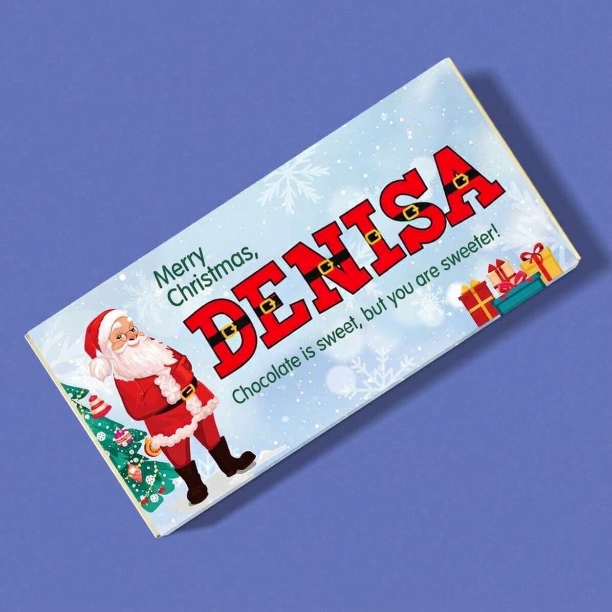 Chocolade met naam en boodschap - Van de Kerstman