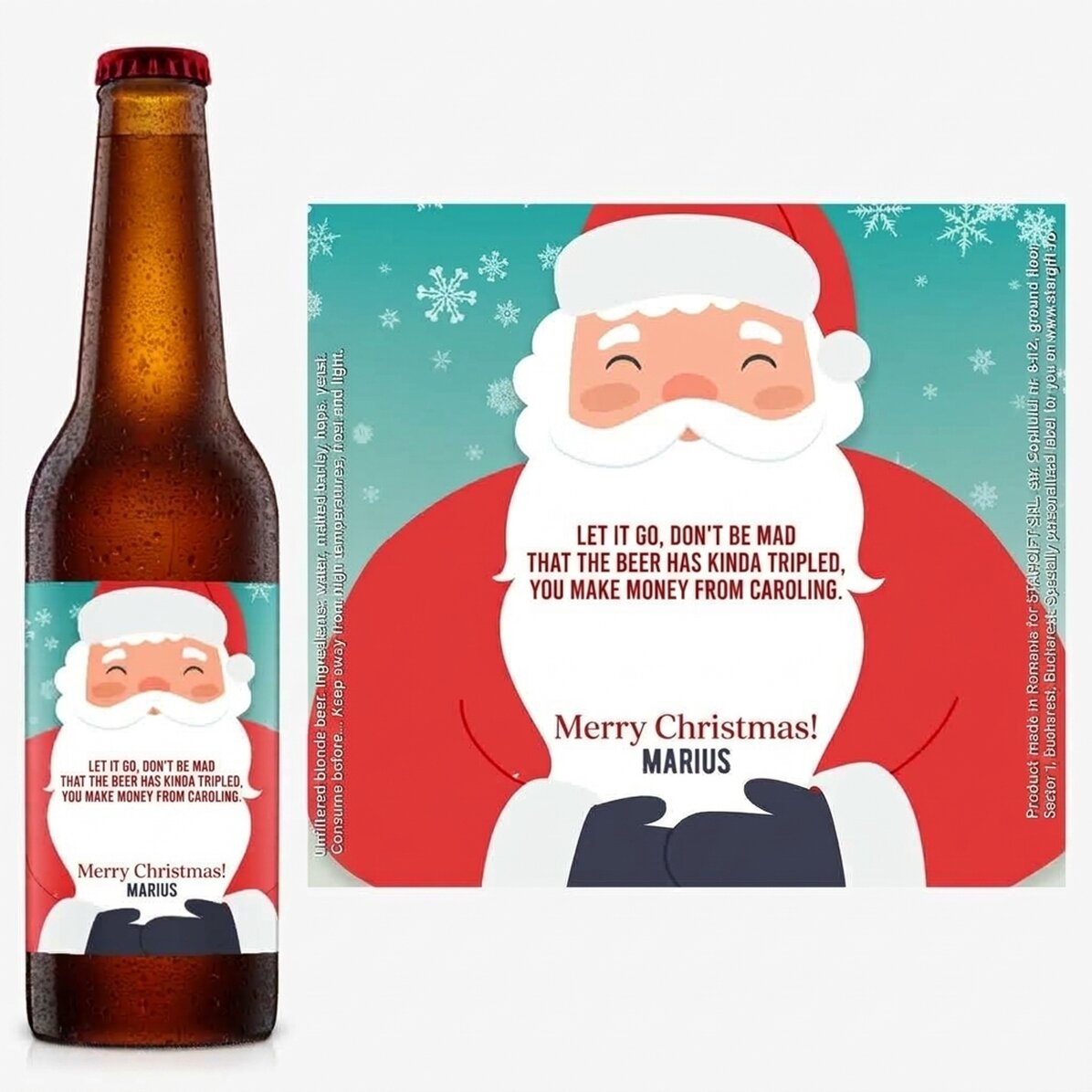 Bier met gepersonaliseerde tekst - Kerstman