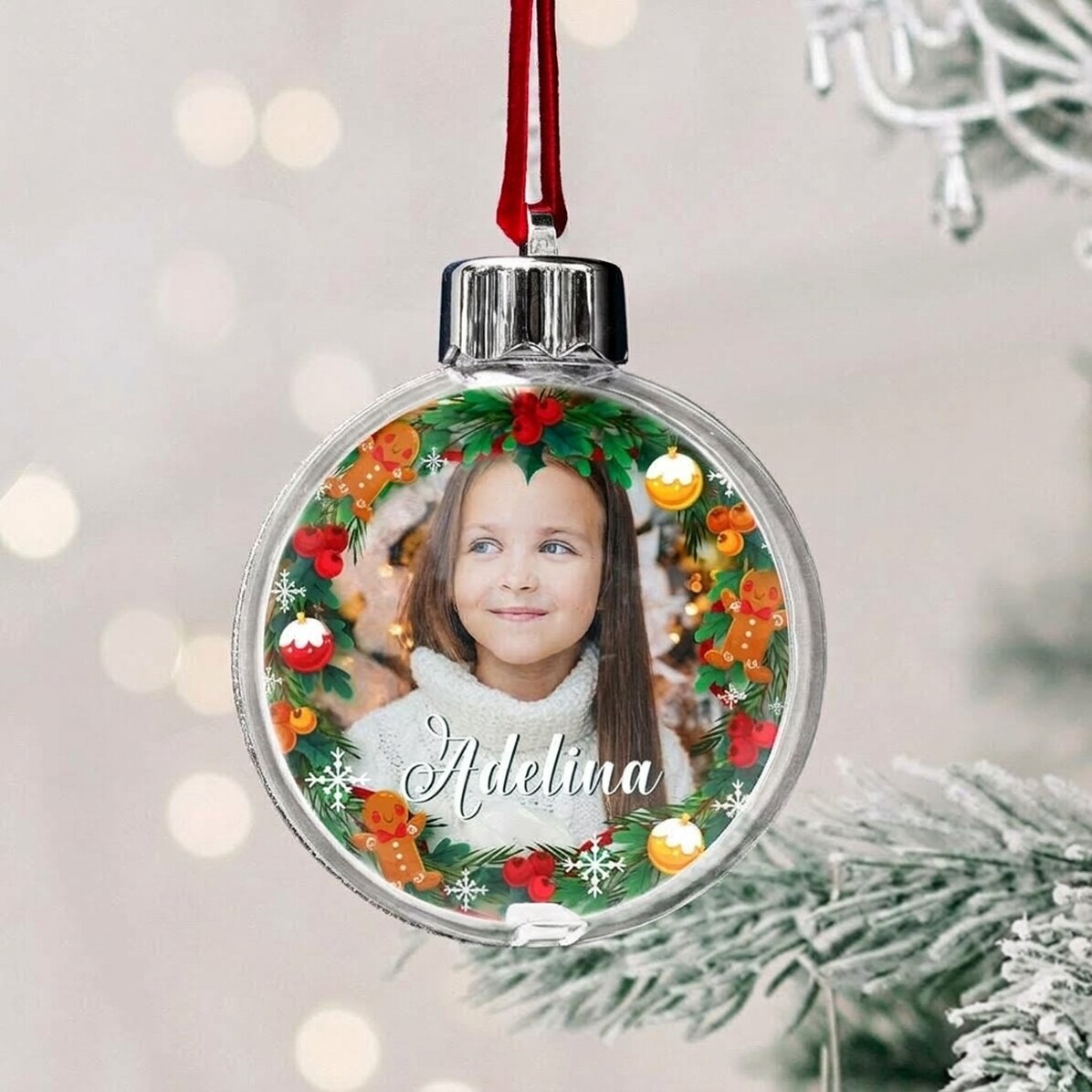 Gepersonaliseerde wereldbol met foto en tekst - Gingerbread
