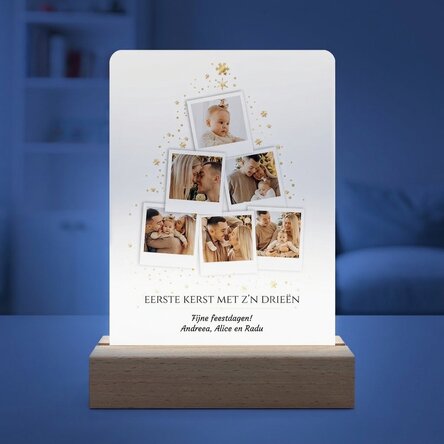 Gepersonaliseerde LED-nachtlampje met 6 foto’s en een boodschap - Kerstboom