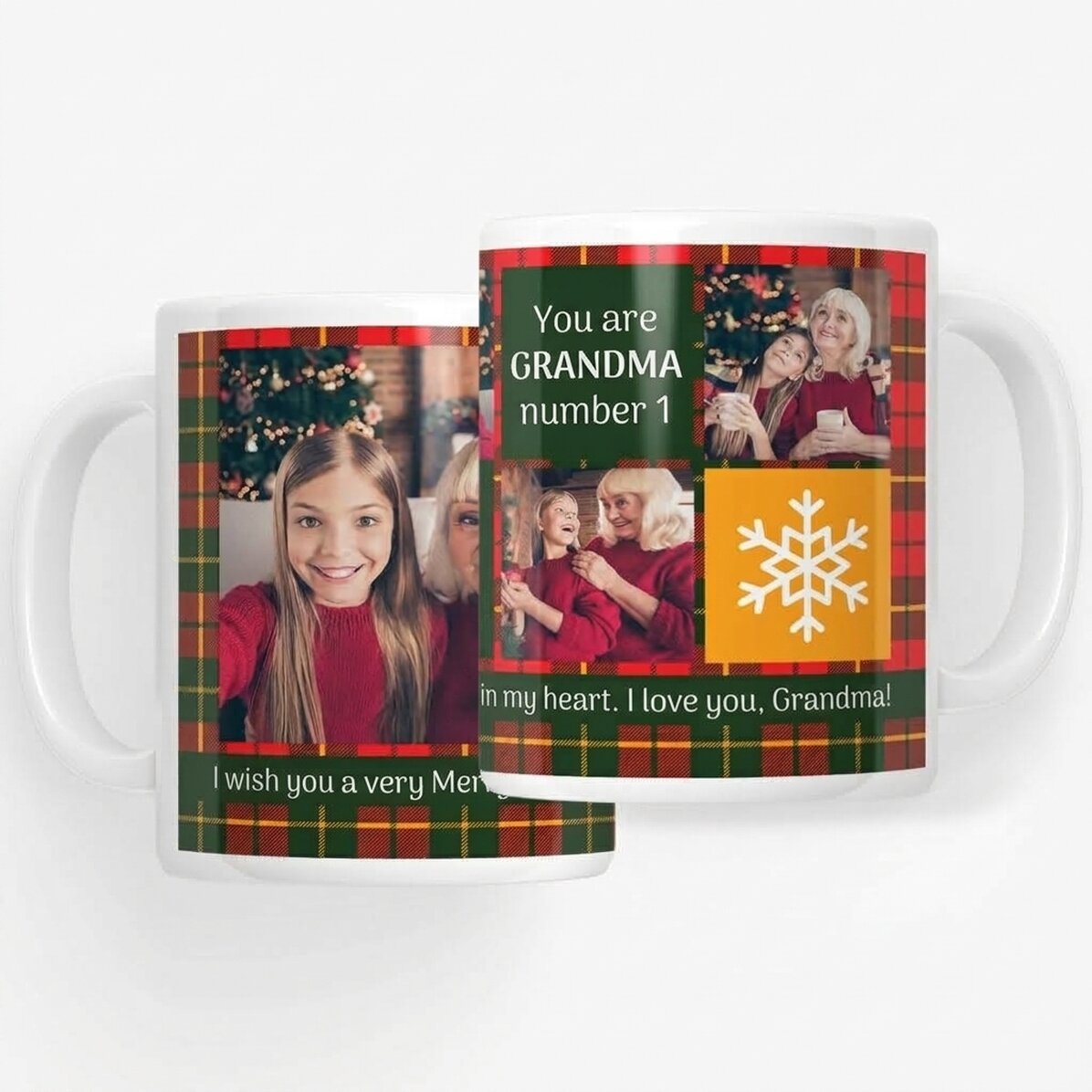 Gepersonaliseerde mok met 5 foto’s en tekst - Christmassy