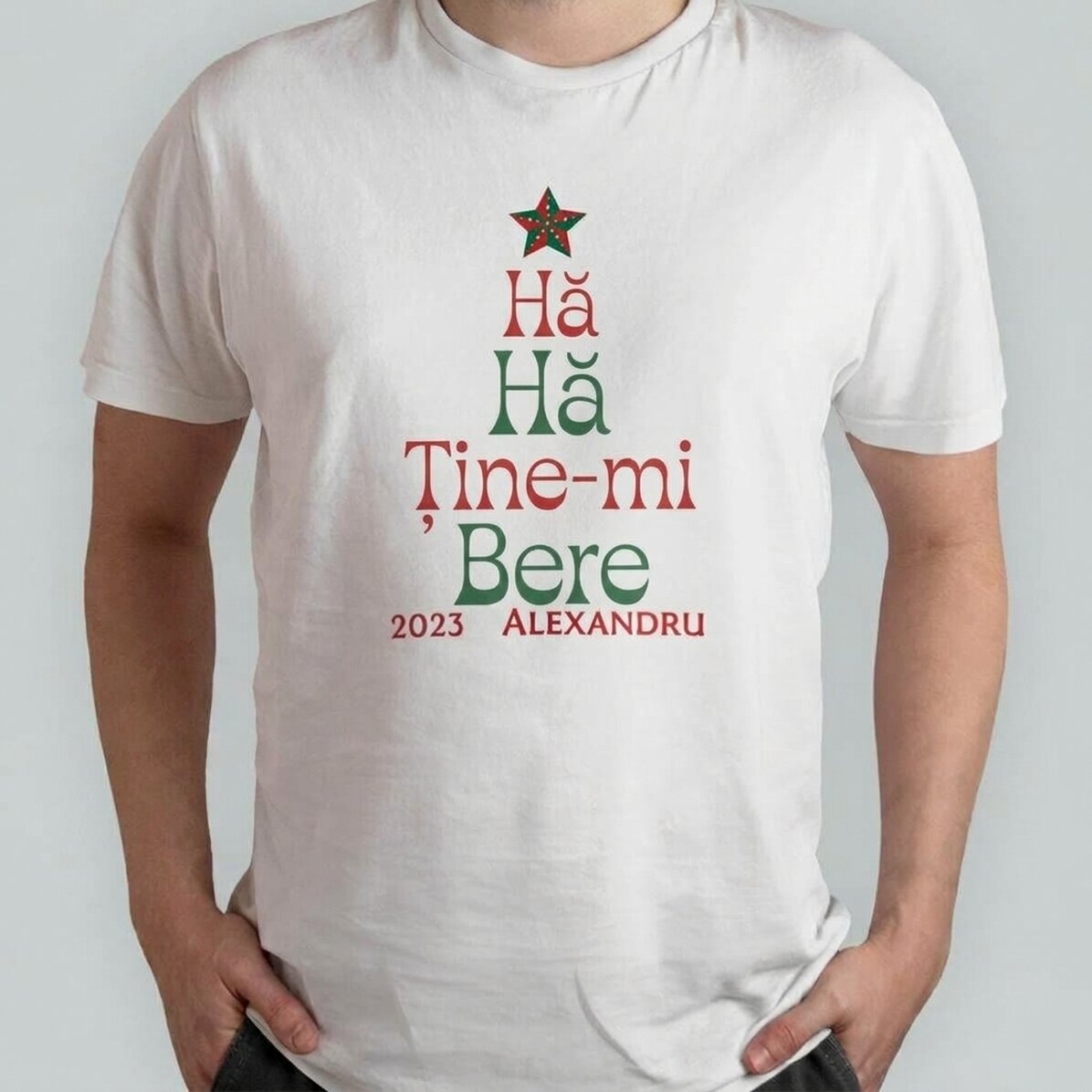 Katoenen T-shirt met gepersonaliseerde tekst - Ho Ho Hold my beer