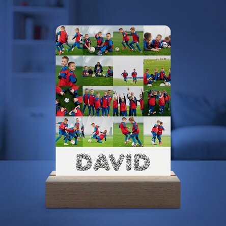 Gepersonaliseerde LED-nachtlampje met 16 foto's en naam - Voetbal
