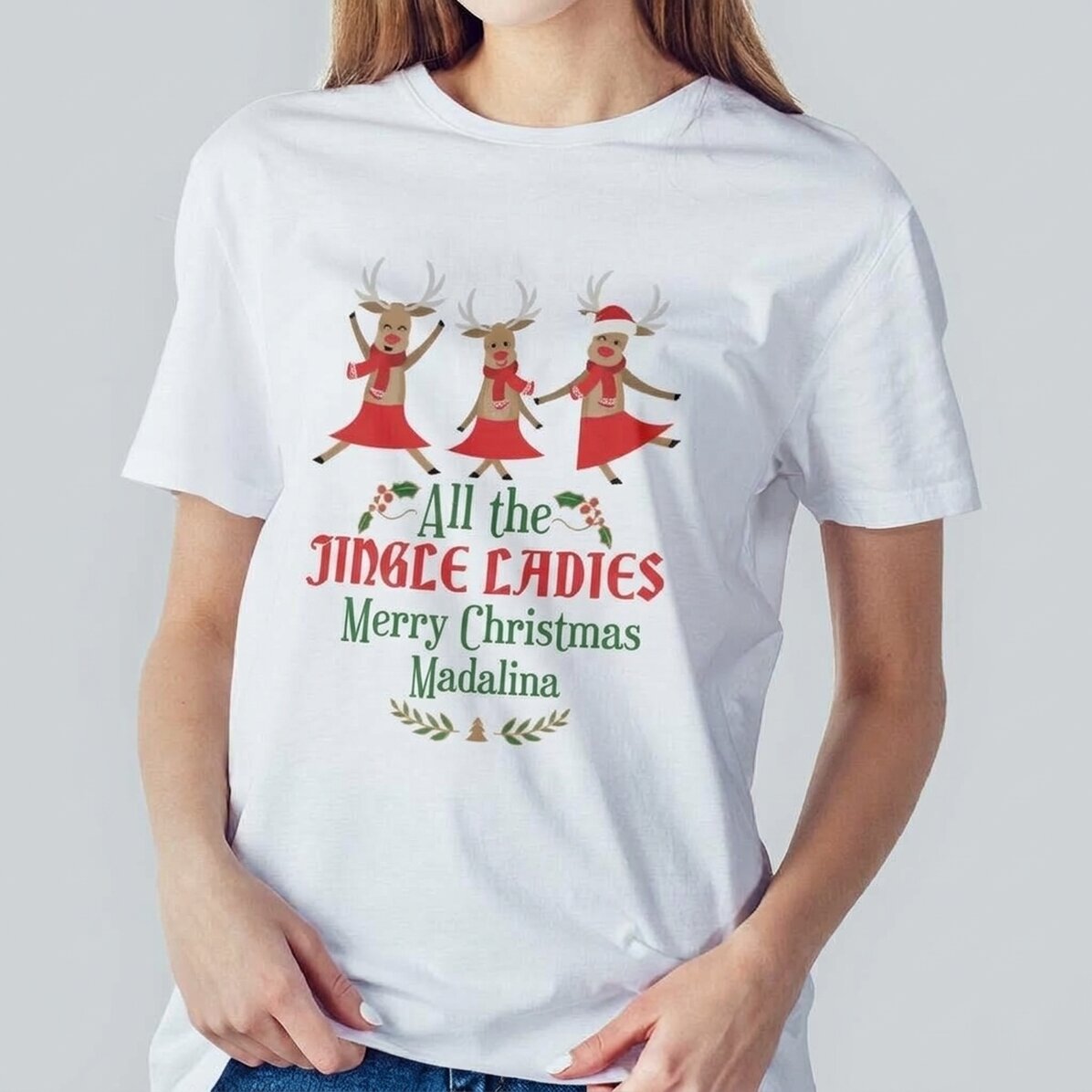Katoenen T-shirt met eigen tekst - All the Jingle Ladies