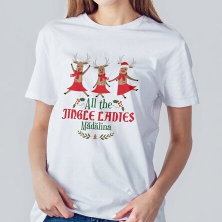 Katoenen T-shirt met eigen tekst - All the Jingle Ladies