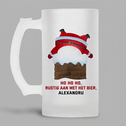 Gepersonaliseerde bierpul met tekst - HO HO HO