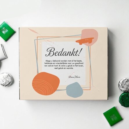 Gepersonaliseerd bonbondoosje met een bedankbericht