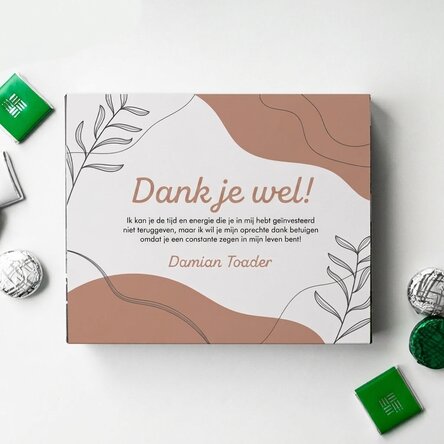Gepersonaliseerd bonbondoosje met bedankbericht - Leaves