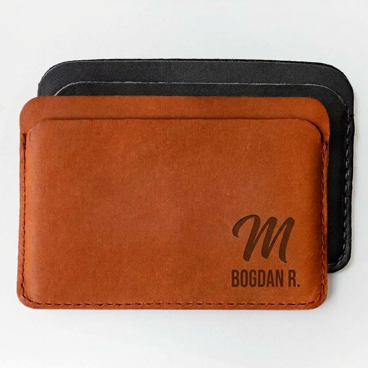 Personalised leather wallet with name and Scorpio zodiac sign