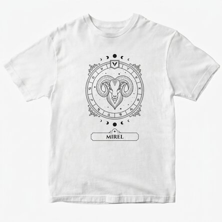 Katoenen T-shirt met naam en sterrenbeeld - Ram