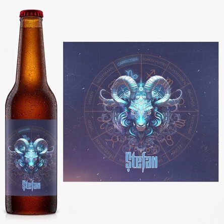 Bier met naam en sterrenbeeld - Steenbok