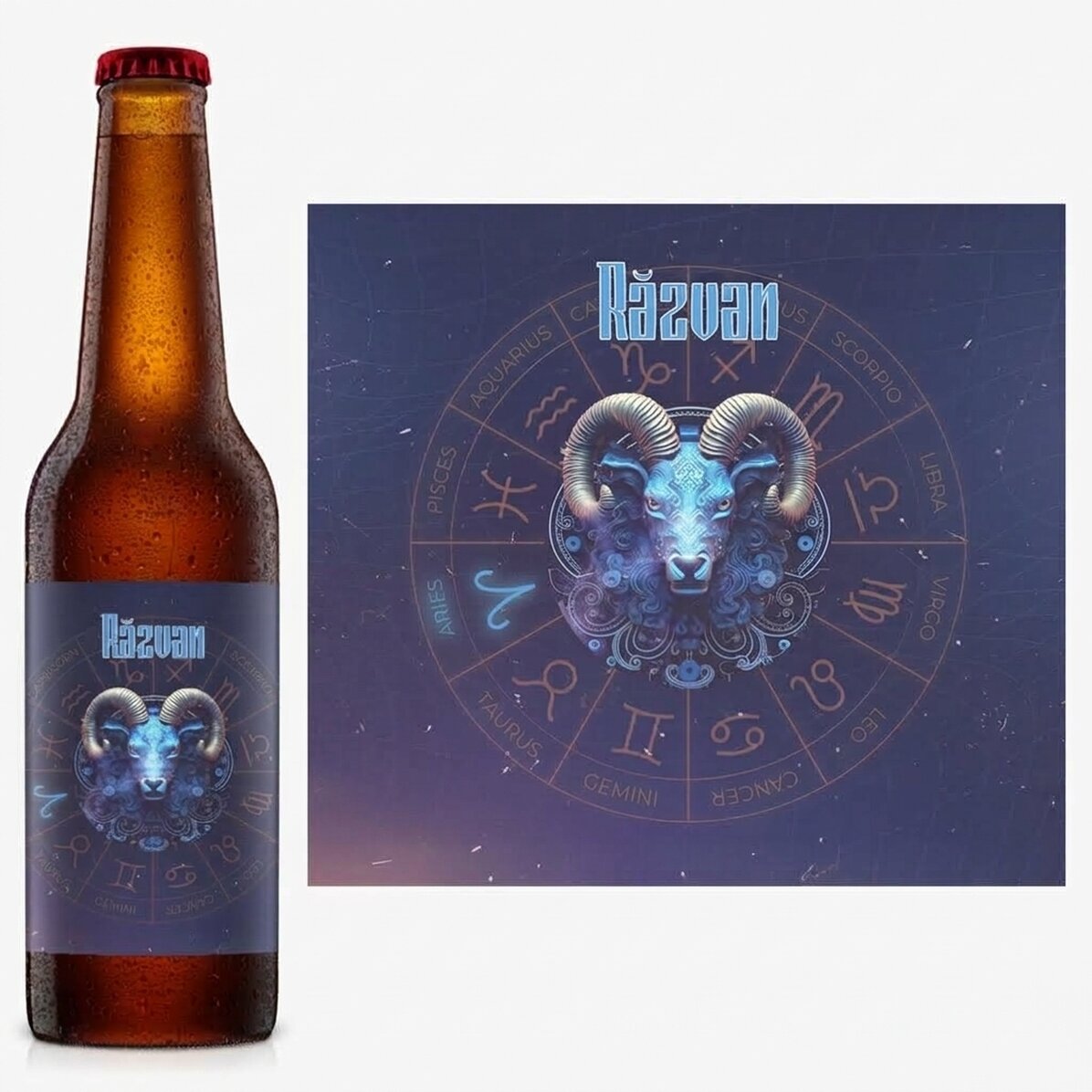 Personalised beer with name and zodiac sign - Aries