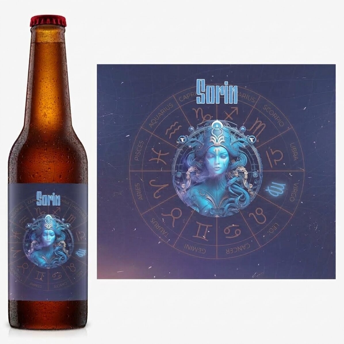 Personalised beer with name and zodiac sign - Virgo