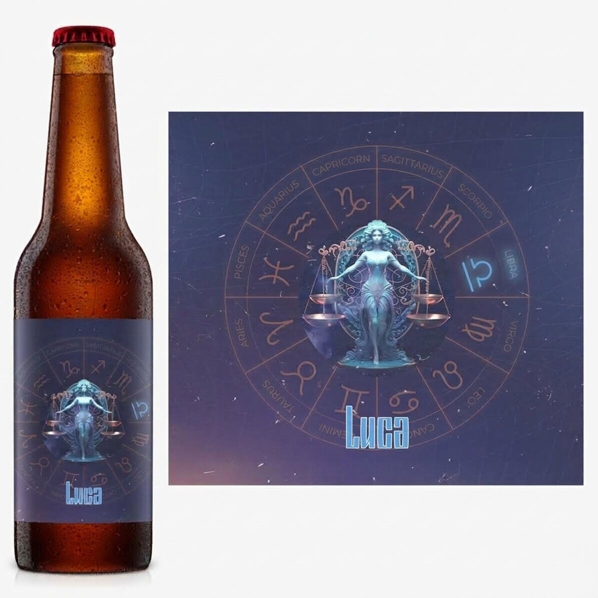 Bier met naam en sterrenbeeld - Weegschaal