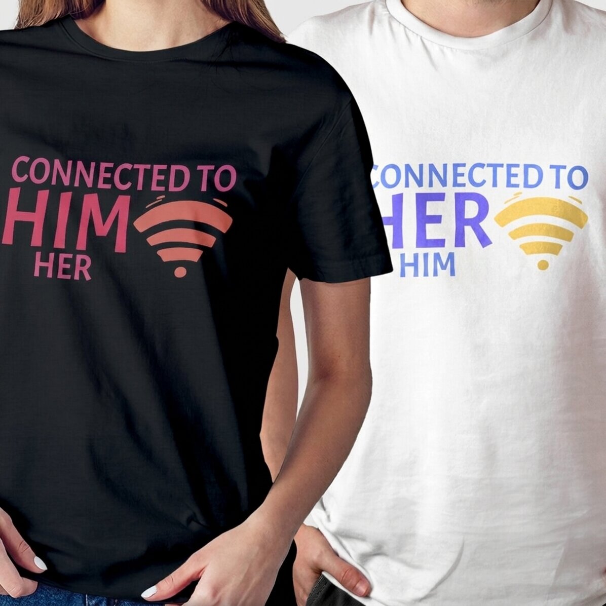 Katoenen T-shirt met gepersonaliseerde tekst - Connected to