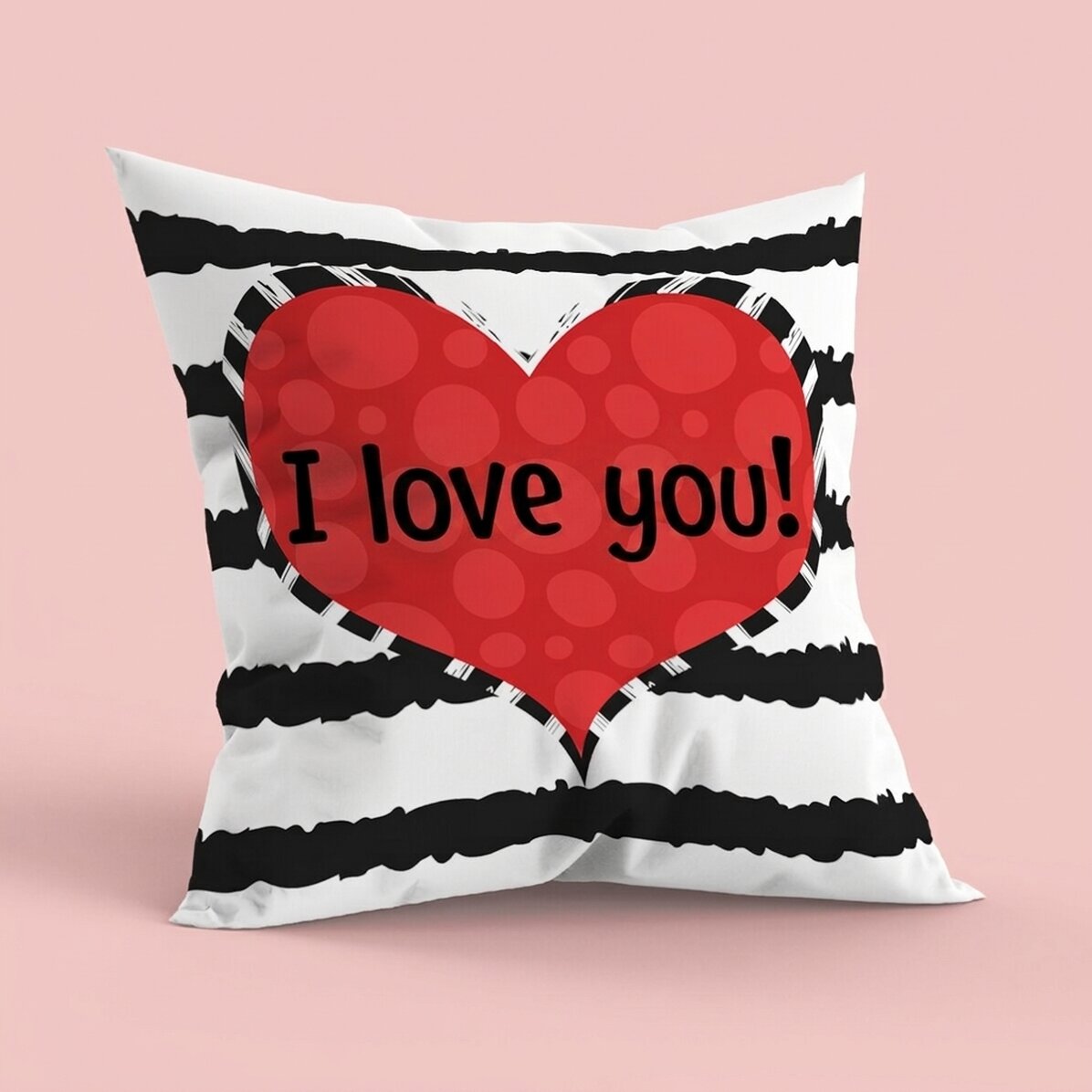 Gepersonaliseerd kussen met tekst, groot formaat - Doodle heart