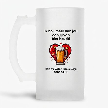 Gepersonaliseerde bierpul met tekst - Ik hou nog meer van je