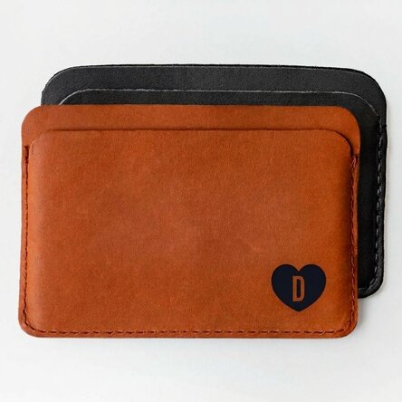 Personalised leather wallet with initial - Heart