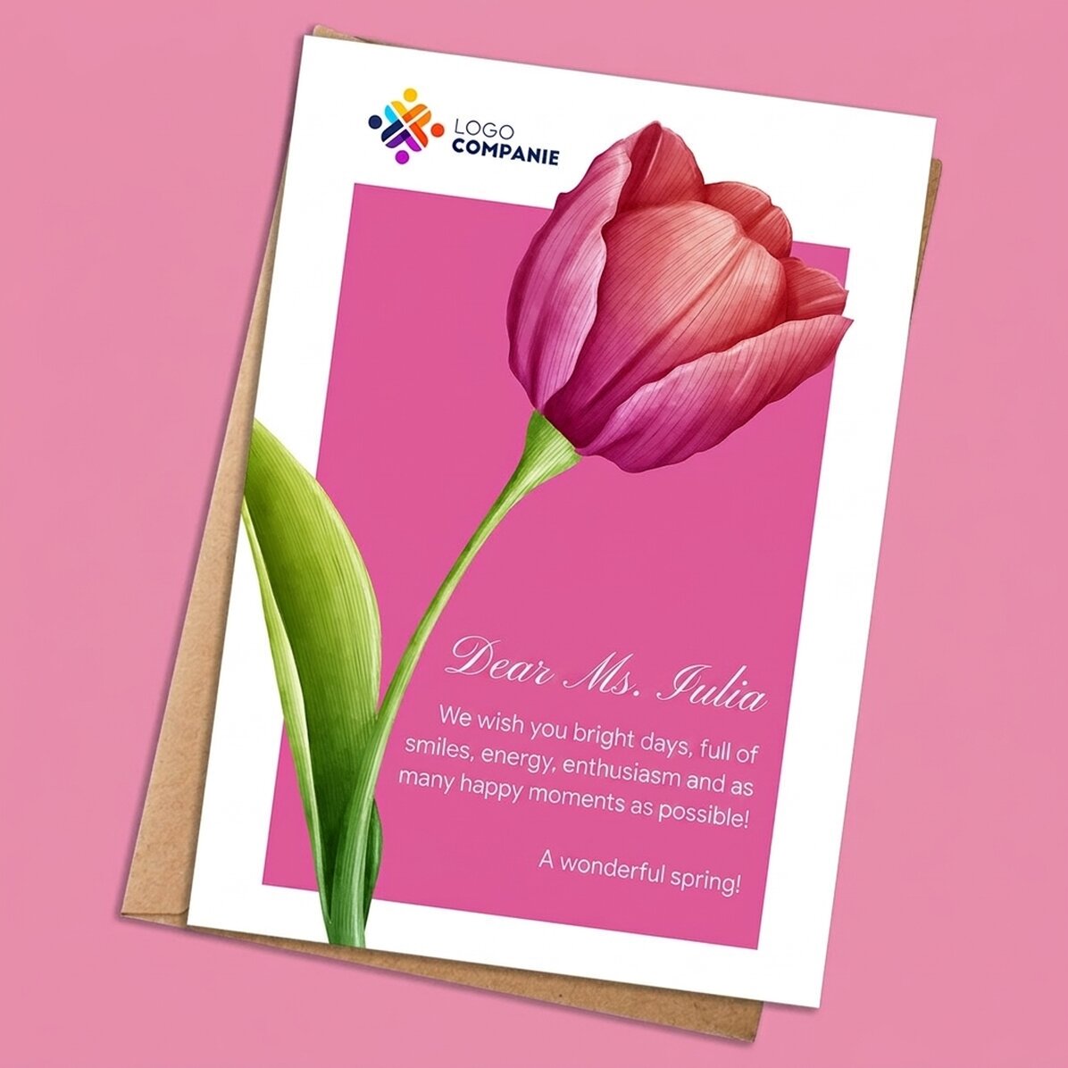 Gepersonaliseerde kaart met tekst en logo - Lente