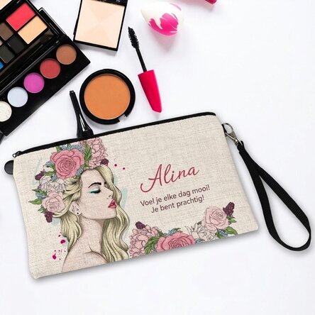 Gepersonaliseerde make-upset met tekst - Floral beauty