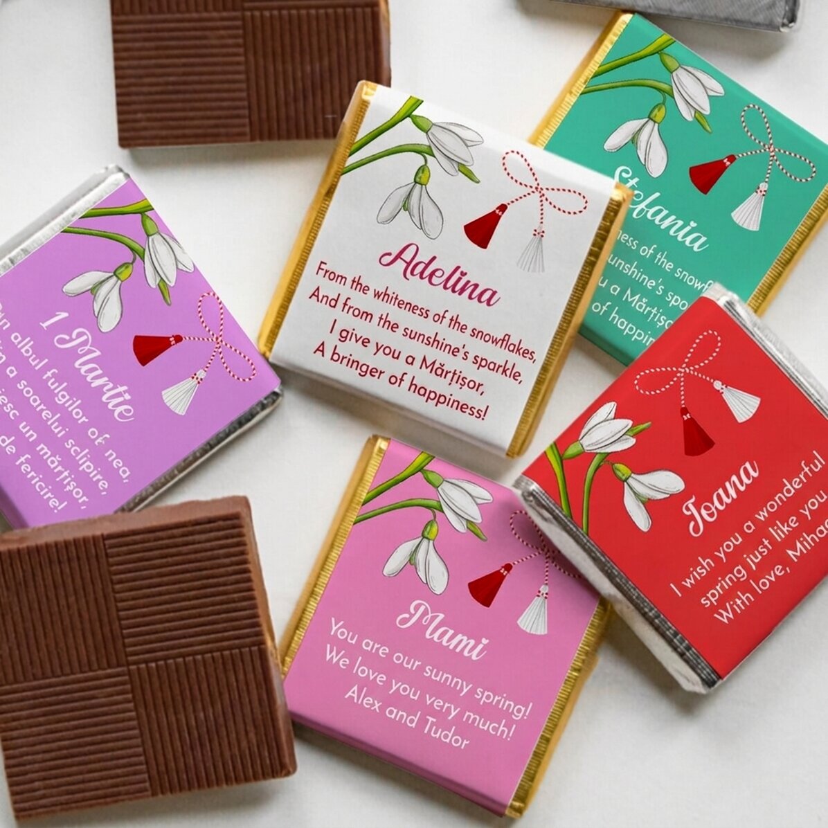 Gepersonaliseerde mini-chocolade met boodschap
