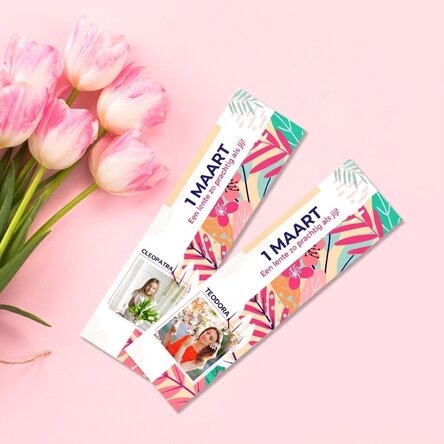 Gepersonaliseerde bladwijzer met foto en tekst - Floral