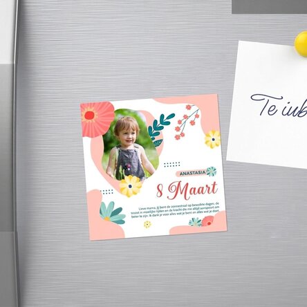 Gepersonaliseerde magneet van 10x10 met foto en tekst - Lovely spring