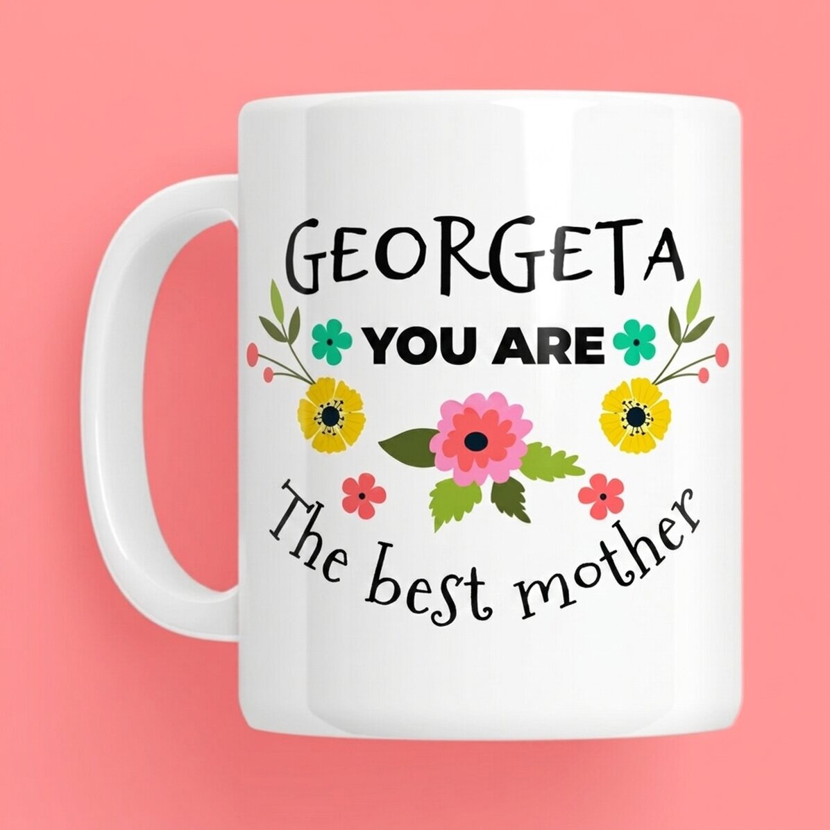 Gepersonaliseerde beker met tekst - Lentebloemen