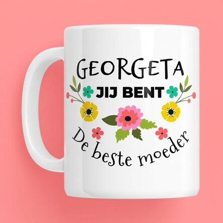 Gepersonaliseerde mok met tekst - Lentebloemen
