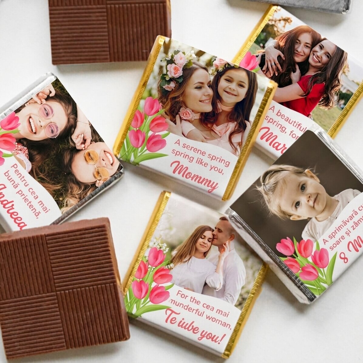 Gepersonaliseerde mini-chocolade met foto en boodschap - Lalele