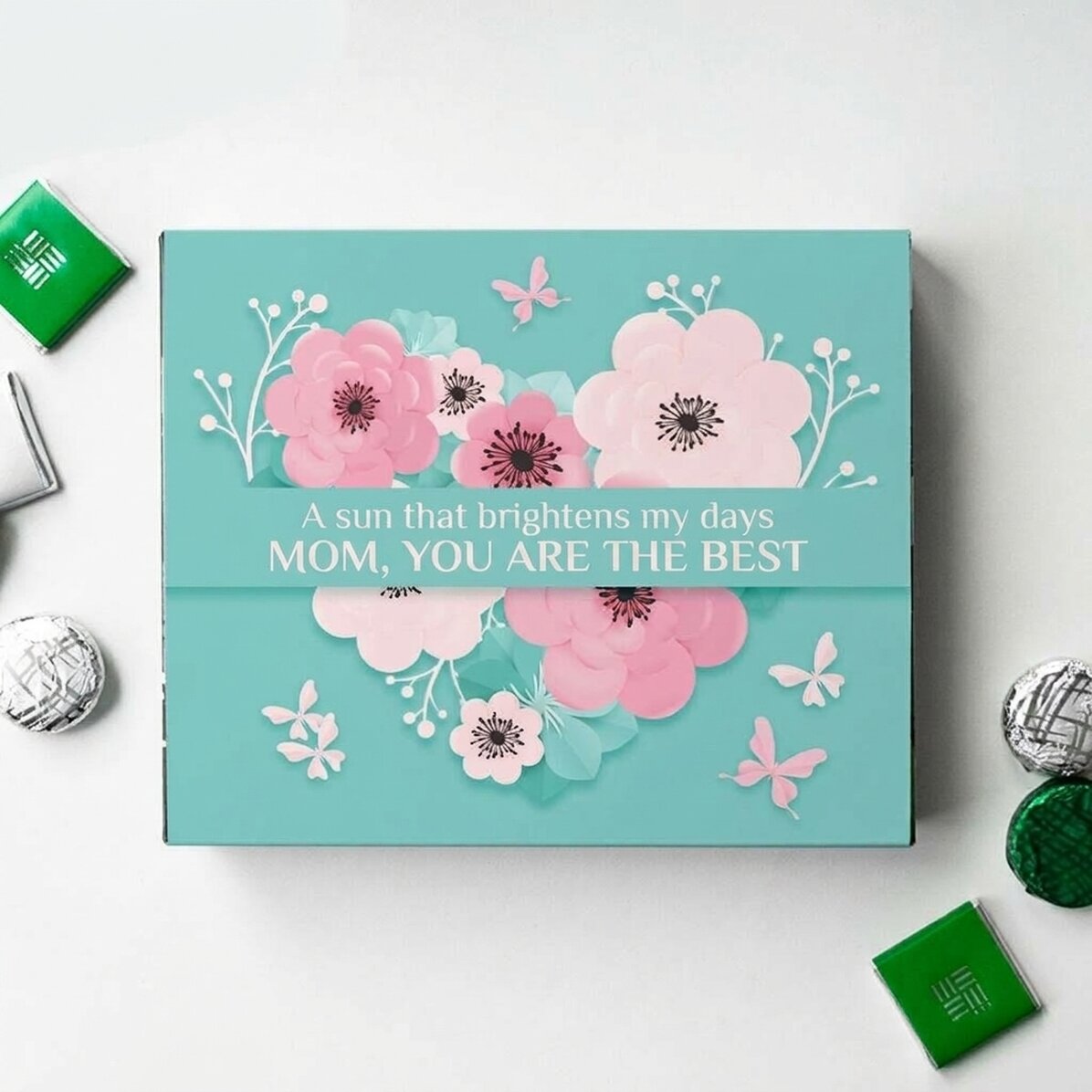 Gepersonaliseerde bonbonnière met tekst - Flower heart