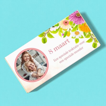 Chocolade met foto en tekst naar keuze - Lentebloemen