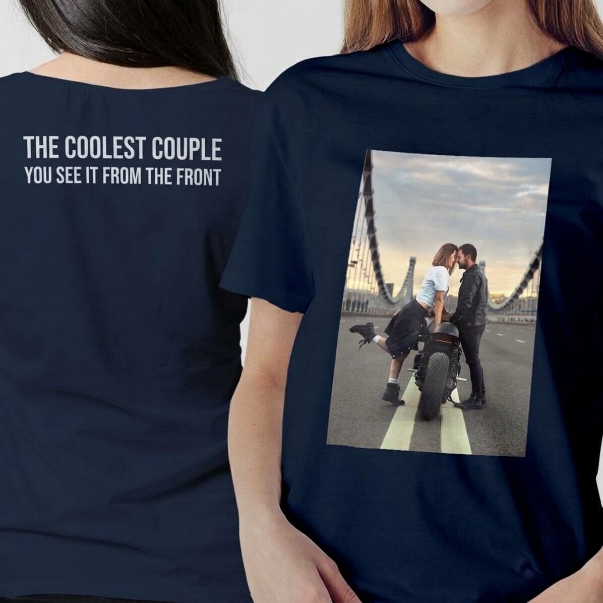 Katoenen T-shirt met foto en tekst aan beide kanten