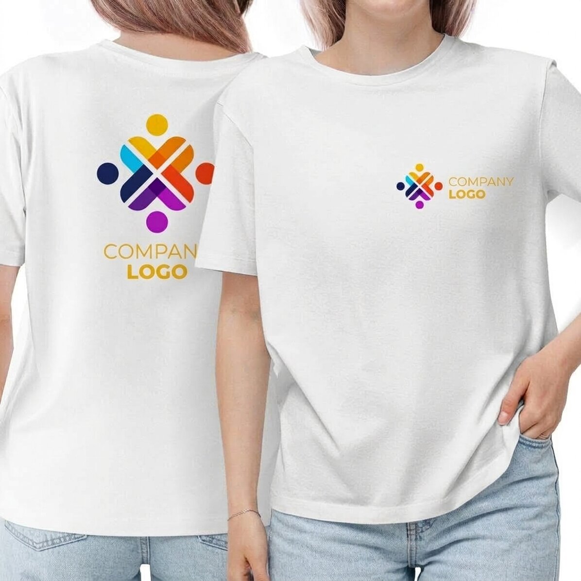 Gepersonaliseerd katoenen T-shirt met logo op de voorkant – achterkant
