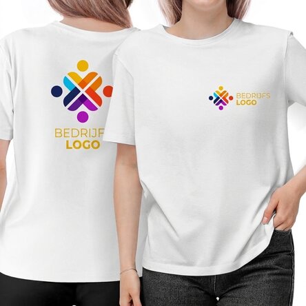 Gepersonaliseerd katoenen T-shirt met logo op de voorkant – achterkant