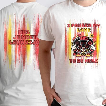 Gepersonaliseerd katoenen T-shirt met tekst aan de voor- en achterkant - Gamer