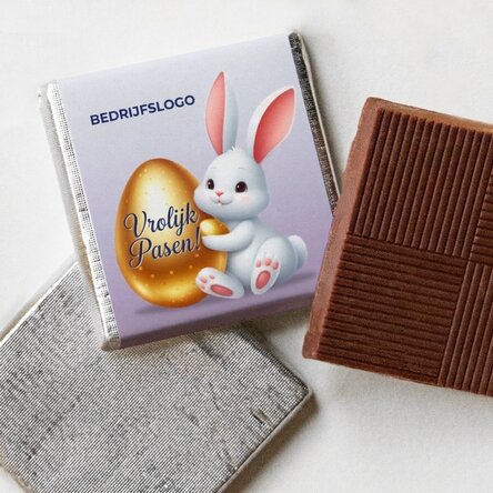 Gepersonaliseerde mini-chocolade met logo en boodschap - Paashaas
