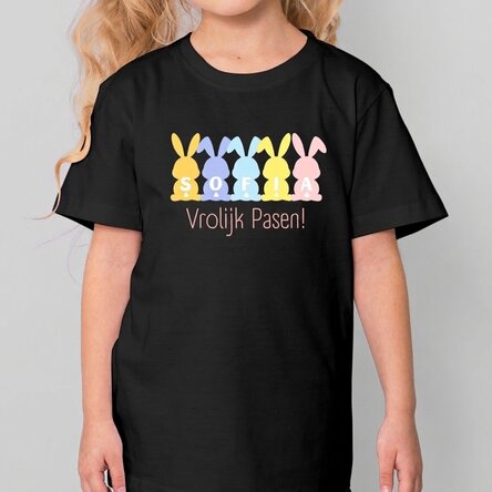 Katoenen T-shirt voor kinderen, gepersonaliseerd met tekst - Konijntjes