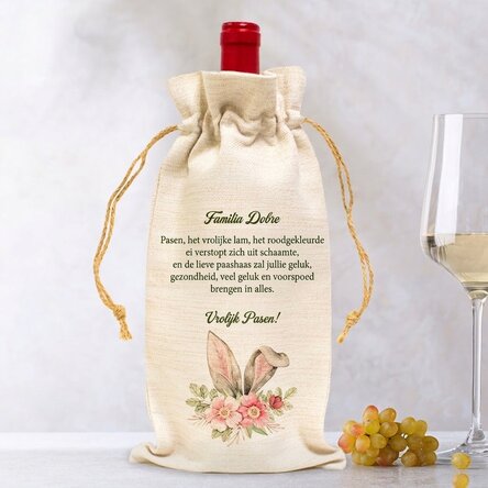 Gepersonaliseerd zakje voor een fles wijn - Paashaas