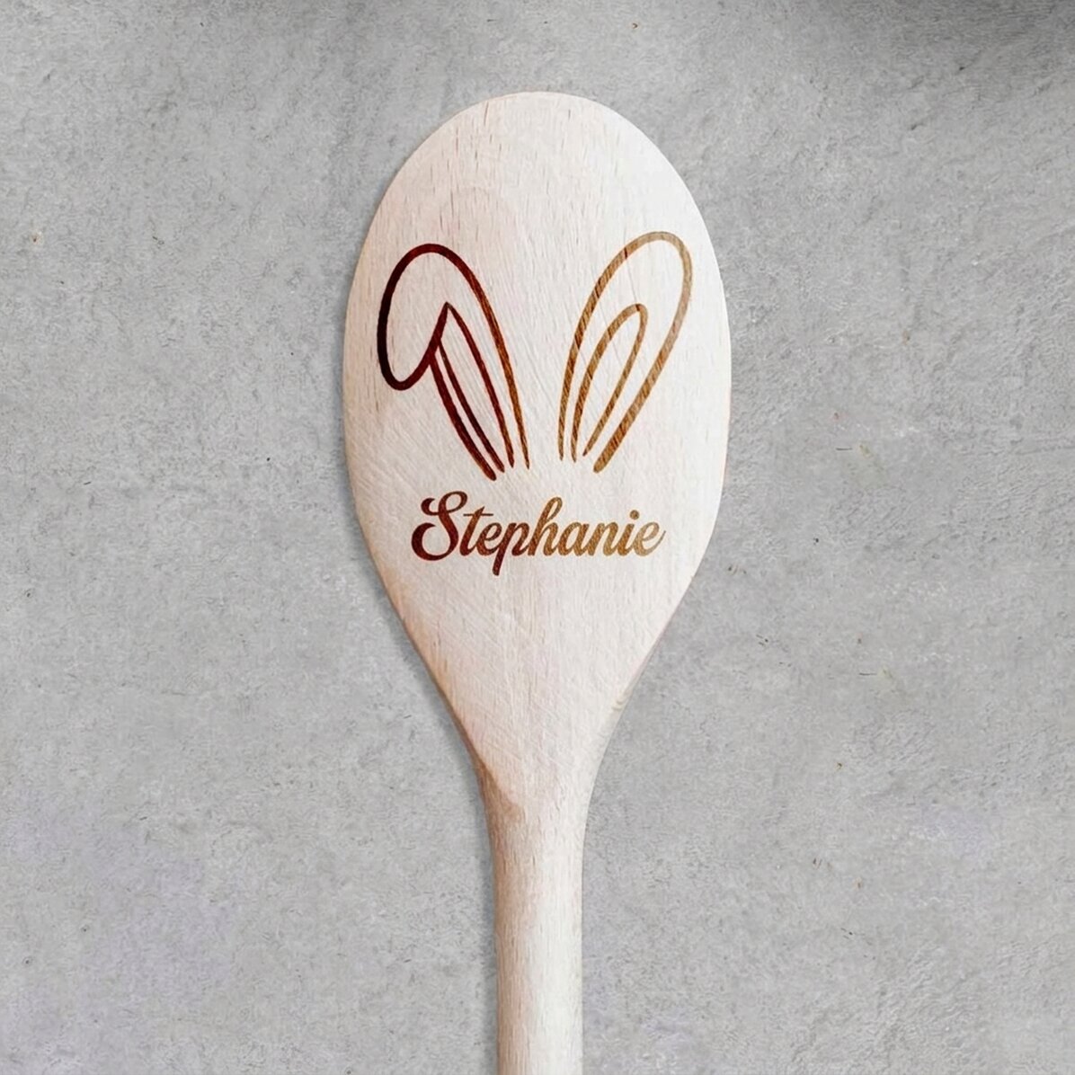 Gepersonaliseerde houten lepel - Bunny Ears